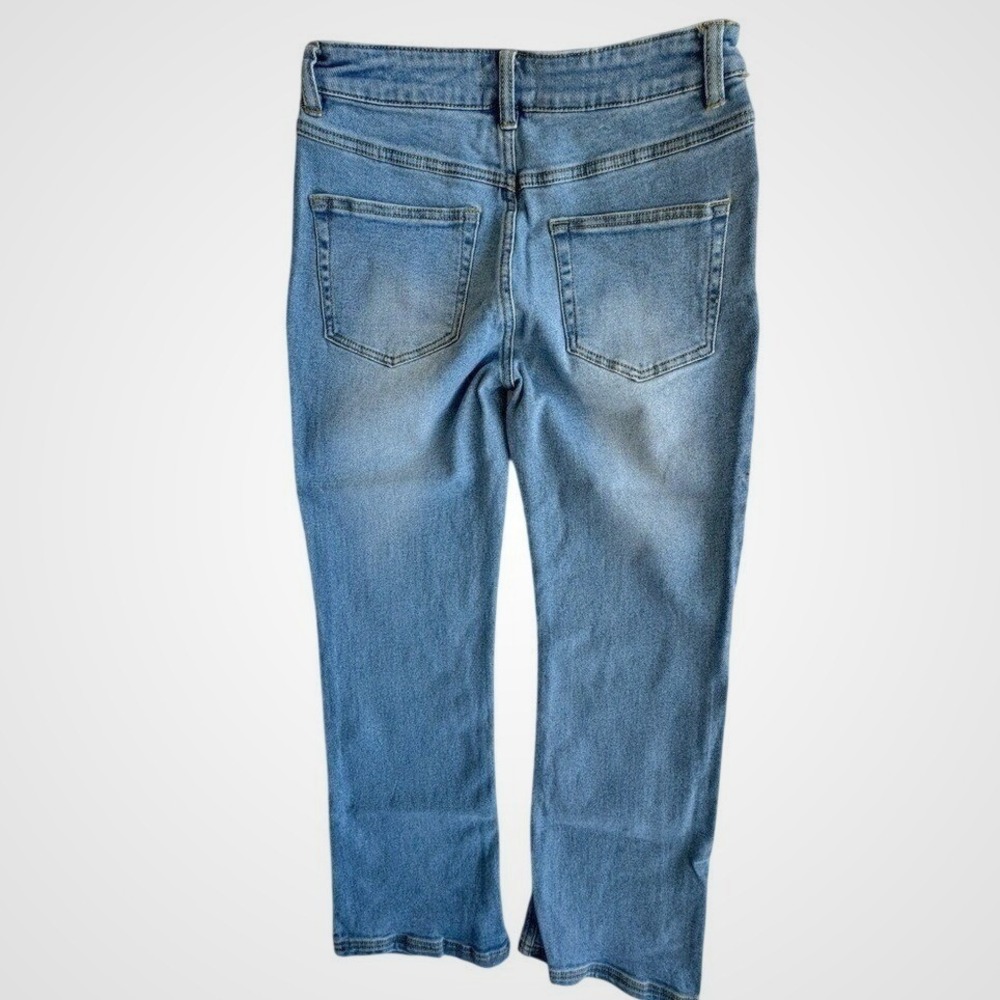 Martha Stewart Mid Rise Cropped Flare Jeans Chambray Blue MSA0133 Size 6 NEW - Picture 2 of 9